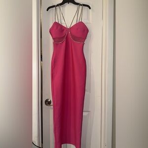 Elegant Pink Dress with Rhinestone Detail